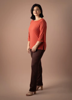 Calça Cleusa Pied de Poule marrom - Cleusa Boutique