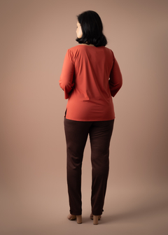 Calça Cleusa Pied de Poule marrom - comprar online