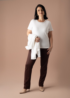 Calça Cleusa Pied de Poule marrom - comprar online