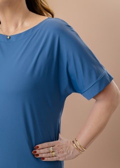 Blusa Petúnia azul jeans - Cleusa Boutique