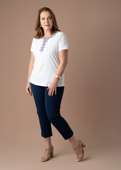 Calça Cleusa Capri azul marinho - comprar online