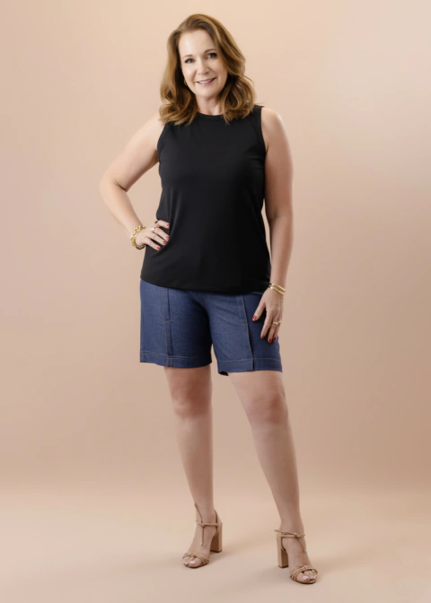 Bermuda Solo malha jeans azul - comprar online