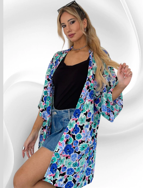 KIMONO ESTAMPADO EN FIBRANA POPLIN TRE - comprar online