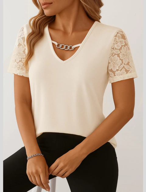 REMERA EVA EN MODAL CON ENCAJE PRI - comprar online