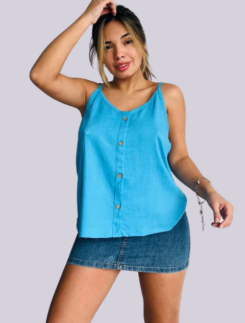 MUSCULOSA BOTON BRETEL EN LINO SAB - comprar online