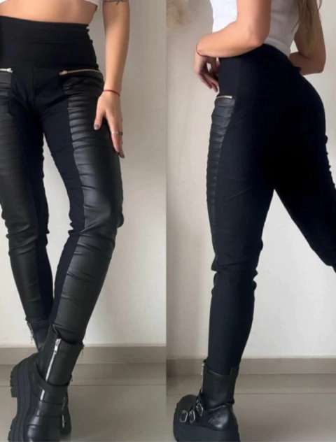 PANTALON CONTRASTE EN BENGALINA Y ENGOMADO TRE - comprar online