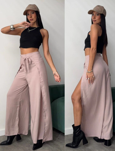 PANTALON ENVOLVENTE LISO EN FIBRANA POPLIN TRE - comprar online