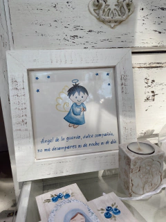 Cuadrito azulejo angel de la guarda (rosa o celeste)