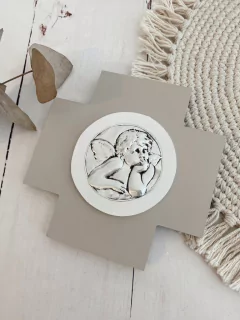 Cruz con medallon Angel (marfil) - comprar online