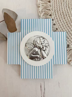 Imagen de Cruz con medallon Angel (celeste)