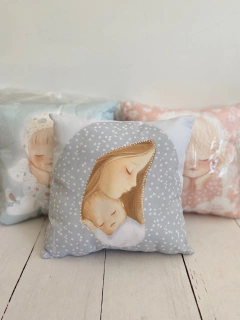 Almohadon Virgen con el niño celeste