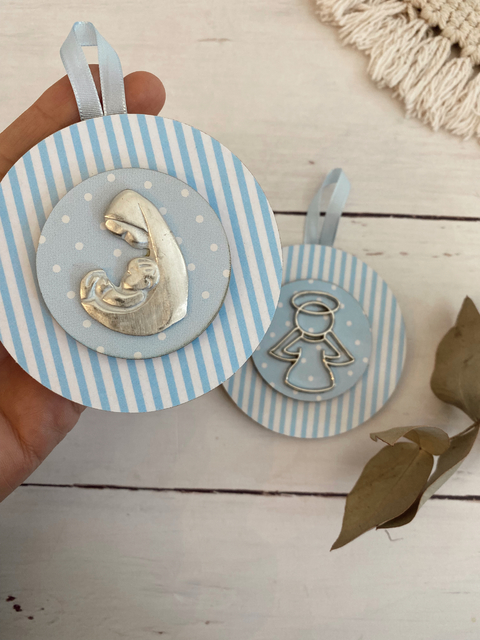 Cuneros circulares con medalla (celeste)