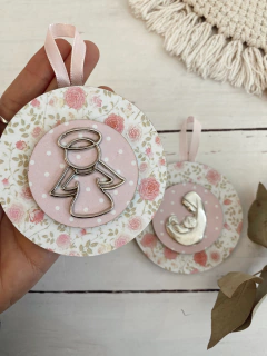 Cuneros circulares con medalla (rosa) - comprar online