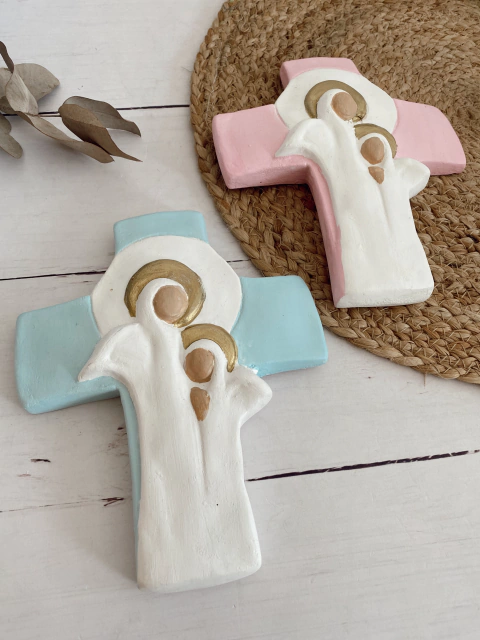 Cruz con angel (yeso)