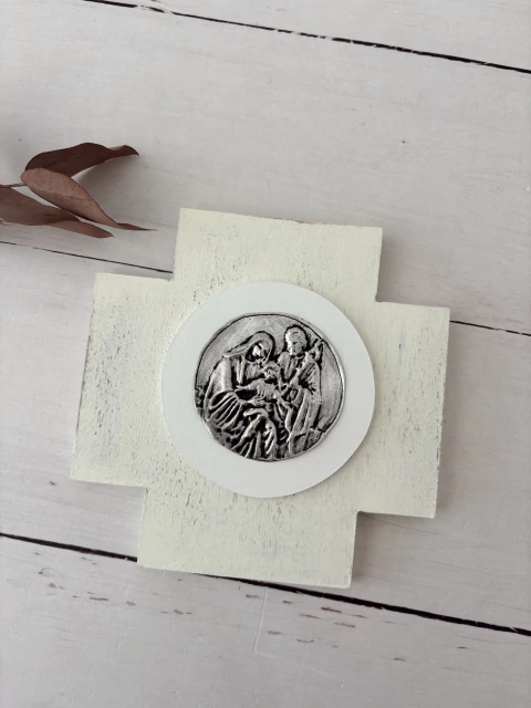 Cruz con medallon Sagrada Familia (Rustica) - comprar online