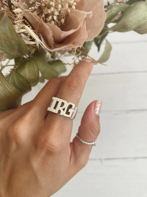 Anillo tres iniciales (plata) - comprar online