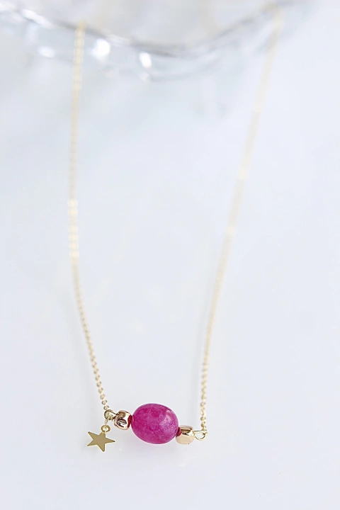 Colar Longo Ágata Pink