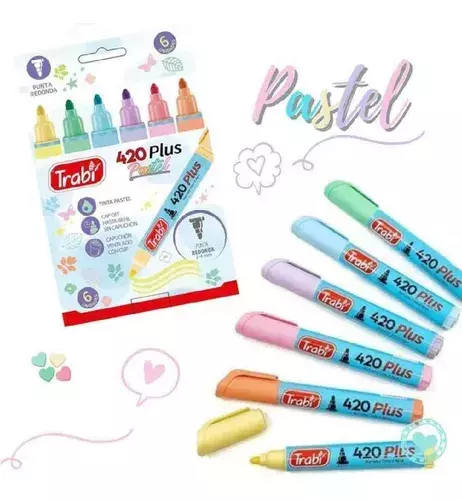 Marcadores al agua trabi 420 plus pastel x 6 unid - comprar online