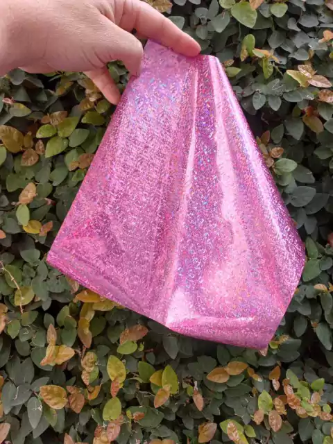 FOIL ROSA GLITTER HOLOGRAFICO 21x24 aprox