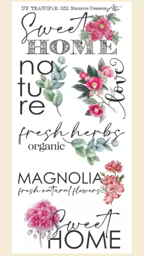 Transfers uv BUENOS DESEOS 20X10CM COD.032