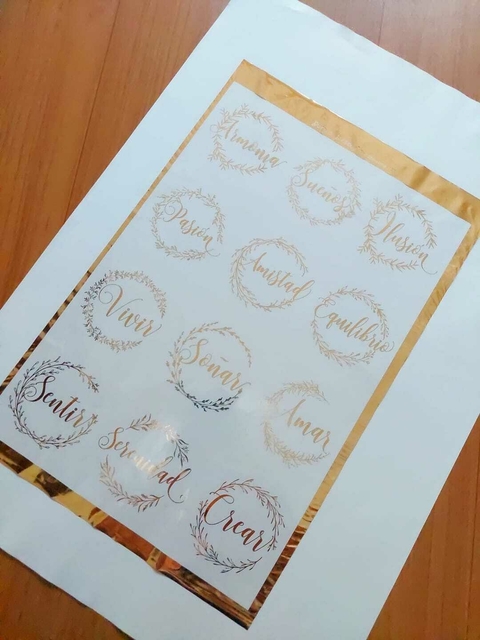 foil stamping dorado buenos deseos A4 COD.027