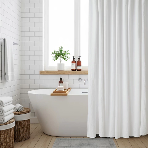 Set de 13 Piezas cortina simil tusor + 12 Ganchos - comprar online