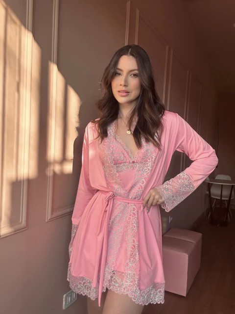 Robe Milca - Rosa chiclete com tiffany - comprar online