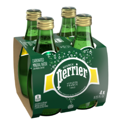 Perrier Agua Mineral Carbonatada con Gas Botella x 330ml. PACK x 4UND.