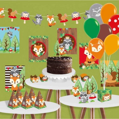 Kit Festa Raposa Bosque Aniversario Bosque Raposa Guaxinim