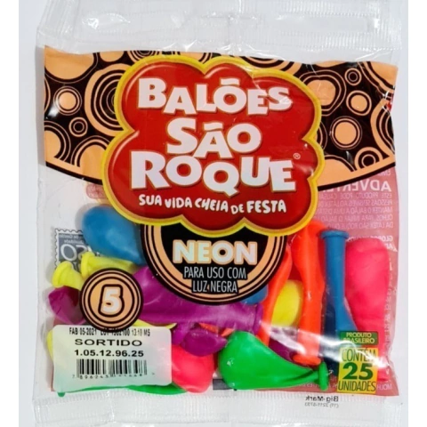 Balão NEON Número 5 25 Unidades - São Roque - Festejando25