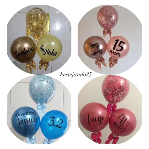 Balão Topo de Bolo Balloon Cake Personalizado Com Frases