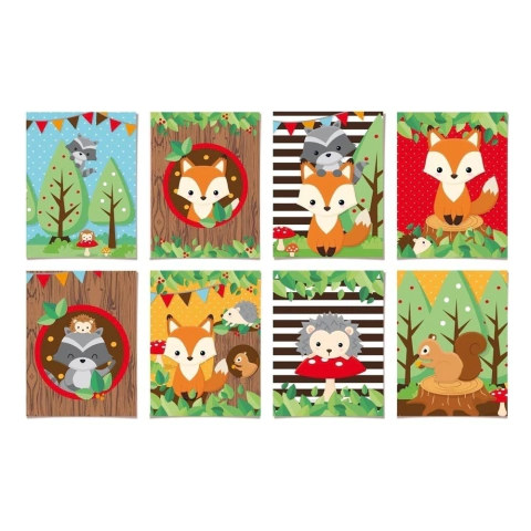 Painel Cartaz Festa Raposa Bosque 8 Unidades Decoração Bosque