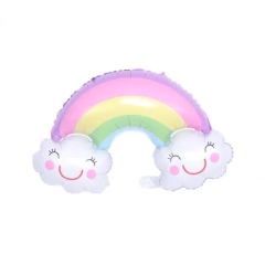 Balão Metalizado Festa Chuva de Amor arco-íris 90x60 1 UN. Decoração Festa Nuvem