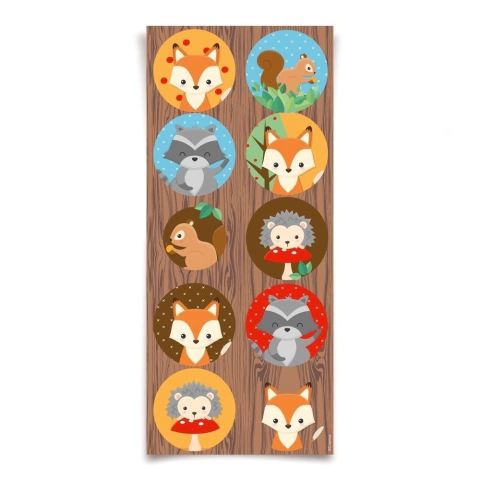 Adesivo Festa Bosque 30 unidades Decoração Festa Raposa