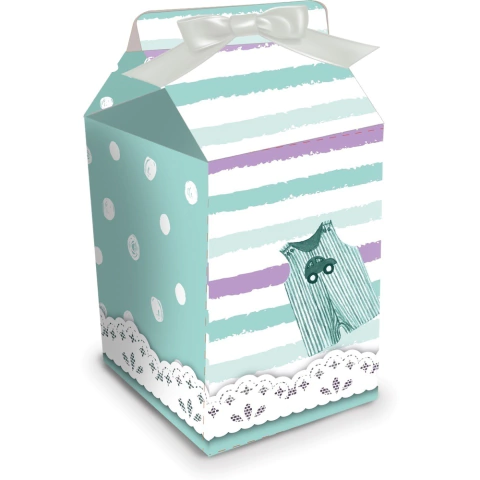 Caixa Milk Lembrancinha Chá Revelação Verde e Lilás 08 Unidades