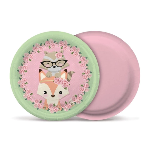 Prato Descartável Festa Bosque dos Sonhos Raposa 8 Unidades Festa Raposa