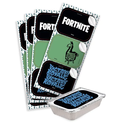Adesivo Retangular Festa Fortnite 12 Unidades Adesivo para Marmitinha Jogo Fortnite
