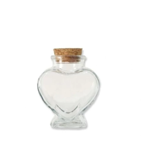 Pote de Vidro Coração com tampa de rolha 70ml Potinho de Coração decoração Artesanato