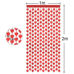 Cortina Metalizada Coração Vermelho 01 UN. Cortina Decoração Dia dos Namorados Corações Casamento na internet