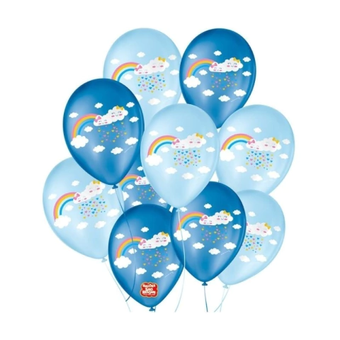 Balão Festa Chuva de Amor AZUL 9 Polegadas com 25 unidades Balão de Festa Nuvem