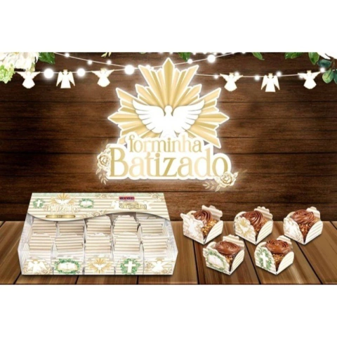 Forminha 4 Pétalas Batismo Batizado 50 UN. PLAC Decoração Meu Batizado