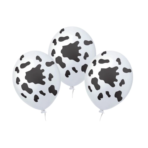 Balão Festa Fazendinha Vaquinha 25 Unidades 11 Polegadas Bexiga Pele De Vaca Balão Vaquinha