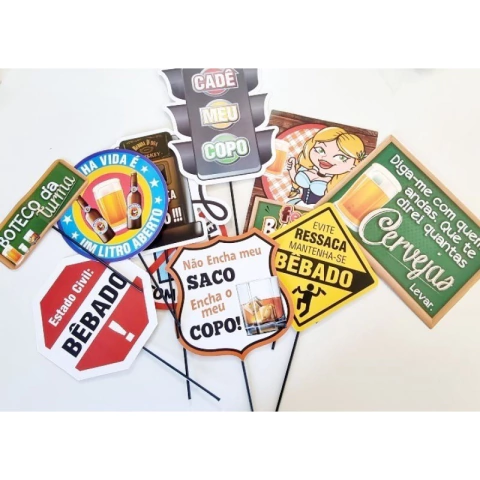 Plaquinha para Fotos Festa de Boteco 10 Unidades Plaquinhas Divertidas