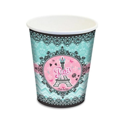 Copo Festa Paris 180ml 08 Unidades Festa Tema Paris