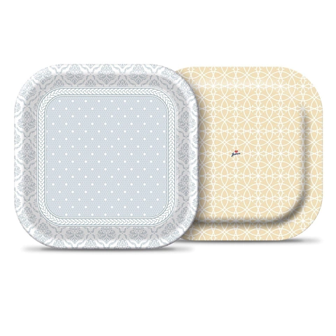 Prato Quadrado Batizado Junco 08 Unidades Decoração Batismo