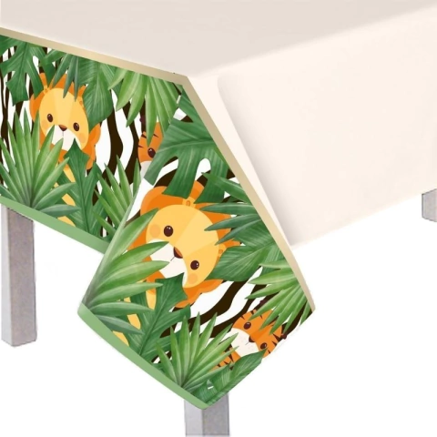 Toalha de Mesa Festa Safari Selva 118x180cm 01 UN. Toalha Plástica Safari Festa Infantil