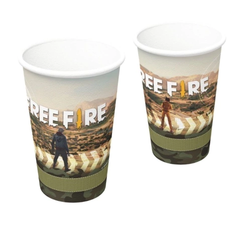 Copo Descartável Festa Free Fire 08 Unidades Copo Free Fire Festa Aniversário Tema Jogo Free Fire
