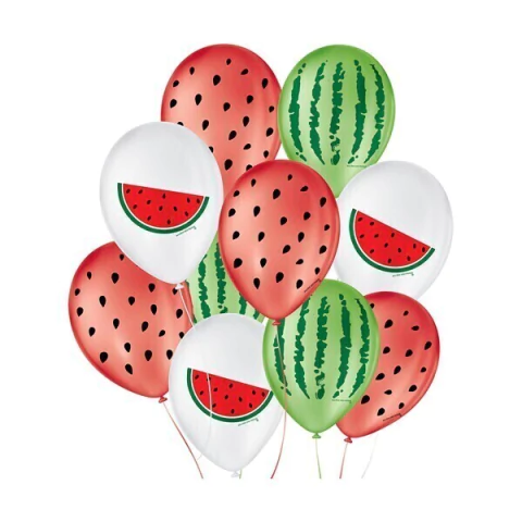 Balão de Melancia Sortidos 25 UNIDADES Balão Festa melancia