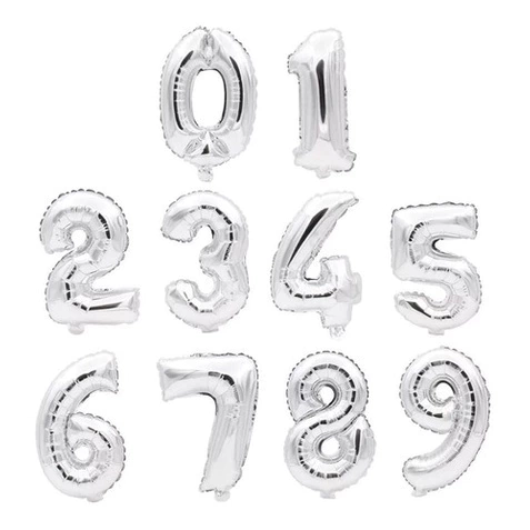 Balão Metalizado Número PRATA 16 Polegadas 40cm