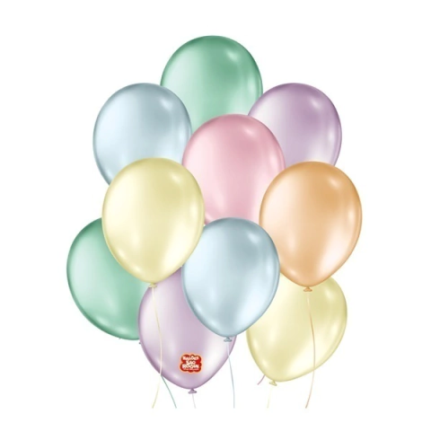 Balão Perolado Tons Pastéis 9 Polegadas com 25 UNIDADES São Roque Balões - Festejando25